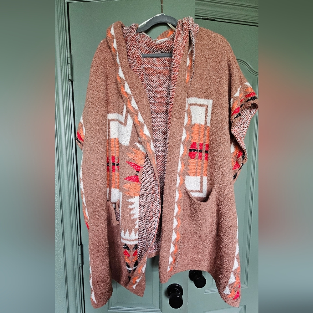 Southwestern super soft hooded poncho